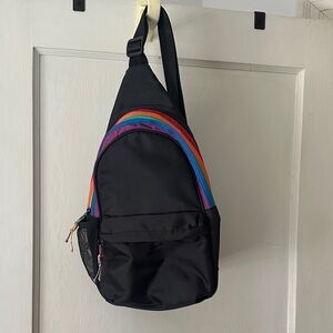 Black Sling Bag with Rainbow Accents
